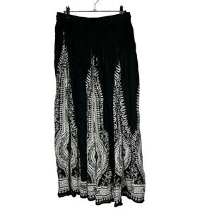 Philosophy Black & White Boho Paisley Tassel Waist Maxi Skirt XS